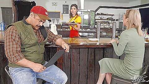 Hot black fuck girl fucked by a white guy in the kitchen