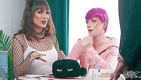 big tits brunette gets fucked in her pussy and ass