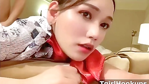 Brightly dressed brunette with a round ass fucks in anal