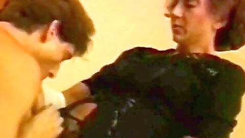 Busty brunette gets her pussy and ass fucked on the couch