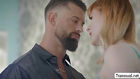 Red head takes cock in tight ass and gives ass-fucking