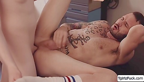 Sexy blonde masseuse takes a load of pressure from student's butt