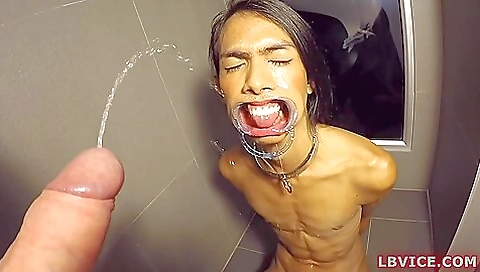 Pissing from a busty brunette ladyboy is a great way to get fucked